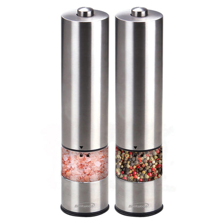 Brentwood Electric Blue LED Stainless Steel Salt and Pepper Adjustable Ceramic Grinders