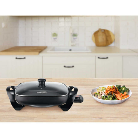 Brentwood 12-In. 1300-Watt Nonstick Electric Skillet with Glass Lid
