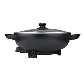 Brentwood 13-Inch Non-Stick Flat-Bottom Electric Wok Skillet with Vented Glass Lid