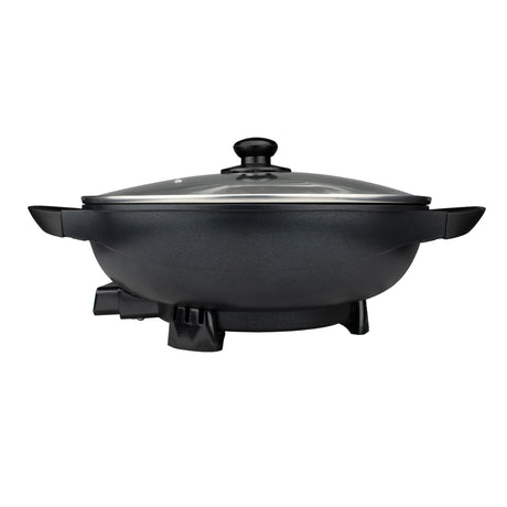 Brentwood 13-Inch Non-Stick Flat-Bottom Electric Wok Skillet with Vented Glass Lid