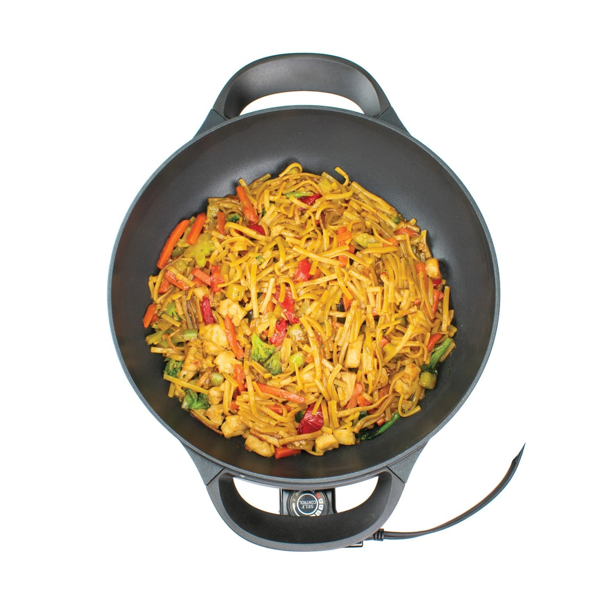 Brentwood 13-Inch Non-Stick Flat-Bottom Electric Wok Skillet with Vented Glass Lid