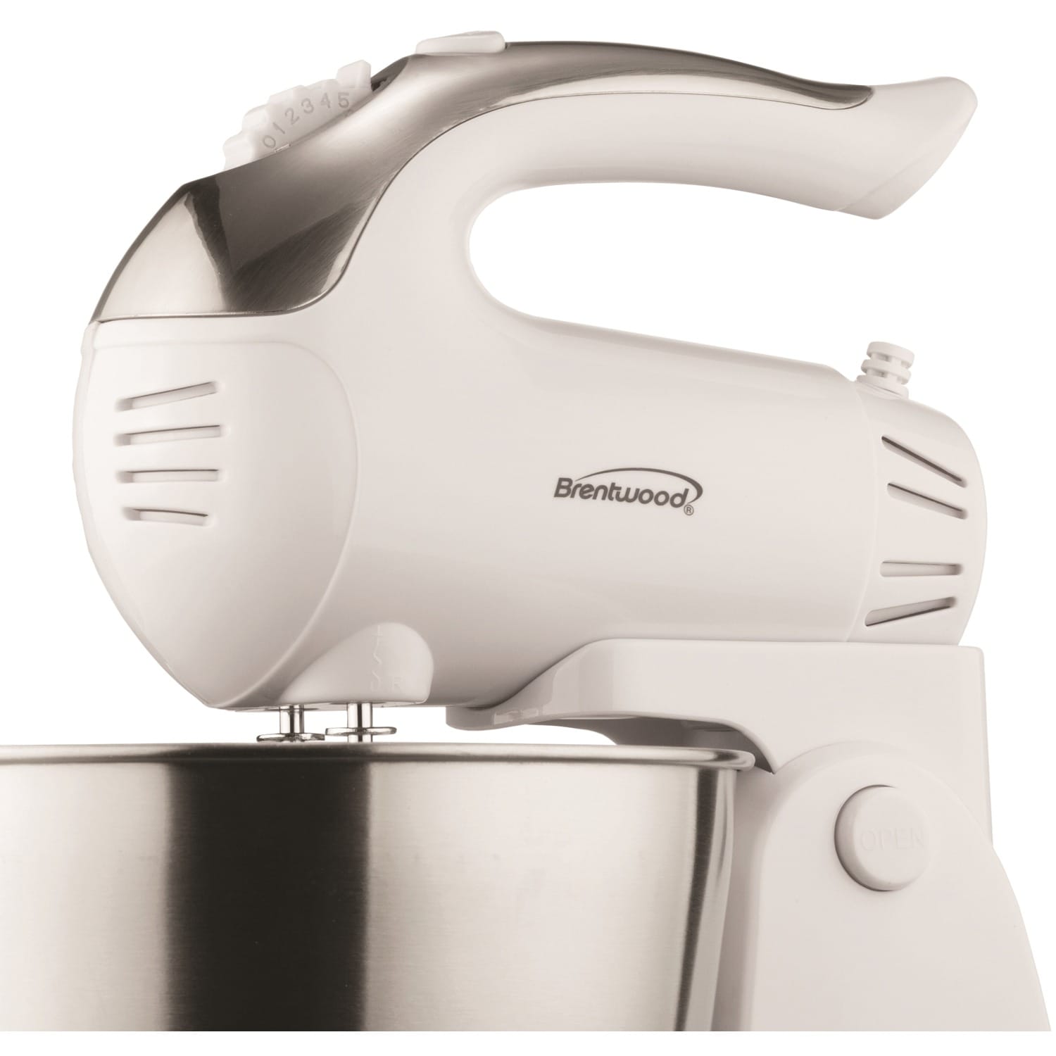 Brentwood 5-Speed + Turbo Electric Stand Mixer with Bowl, White
