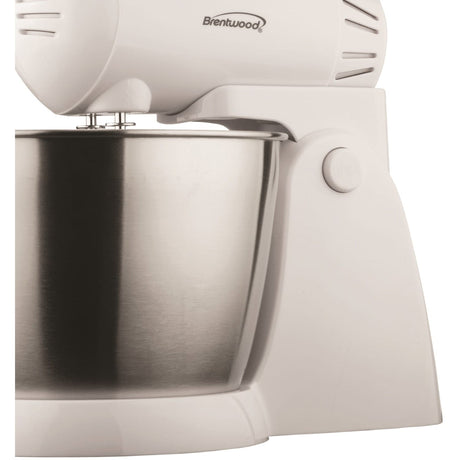 Brentwood 5-Speed + Turbo Electric Stand Mixer with Bowl, White