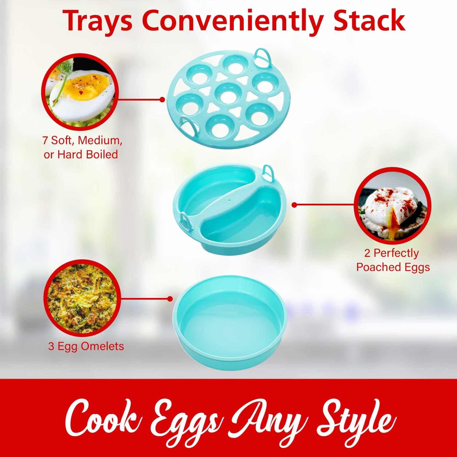 Brentwood Electric Egg Cooker with Auto Shutoff, Blue