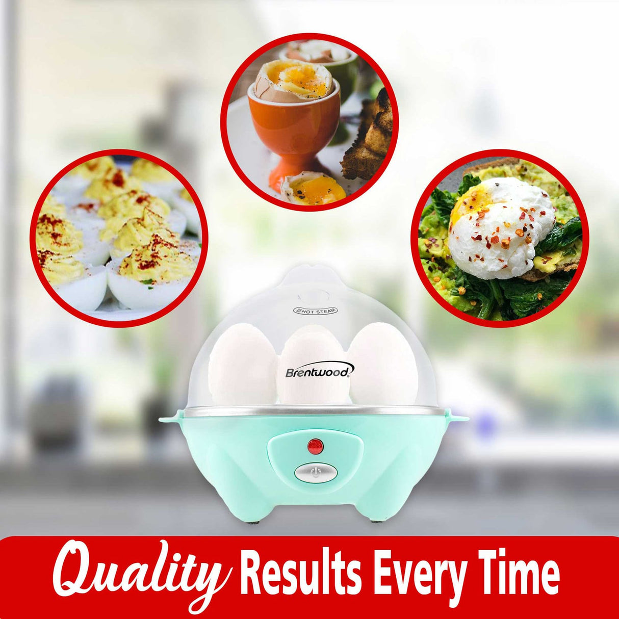 Brentwood Electric Egg Cooker with Auto Shutoff, Blue
