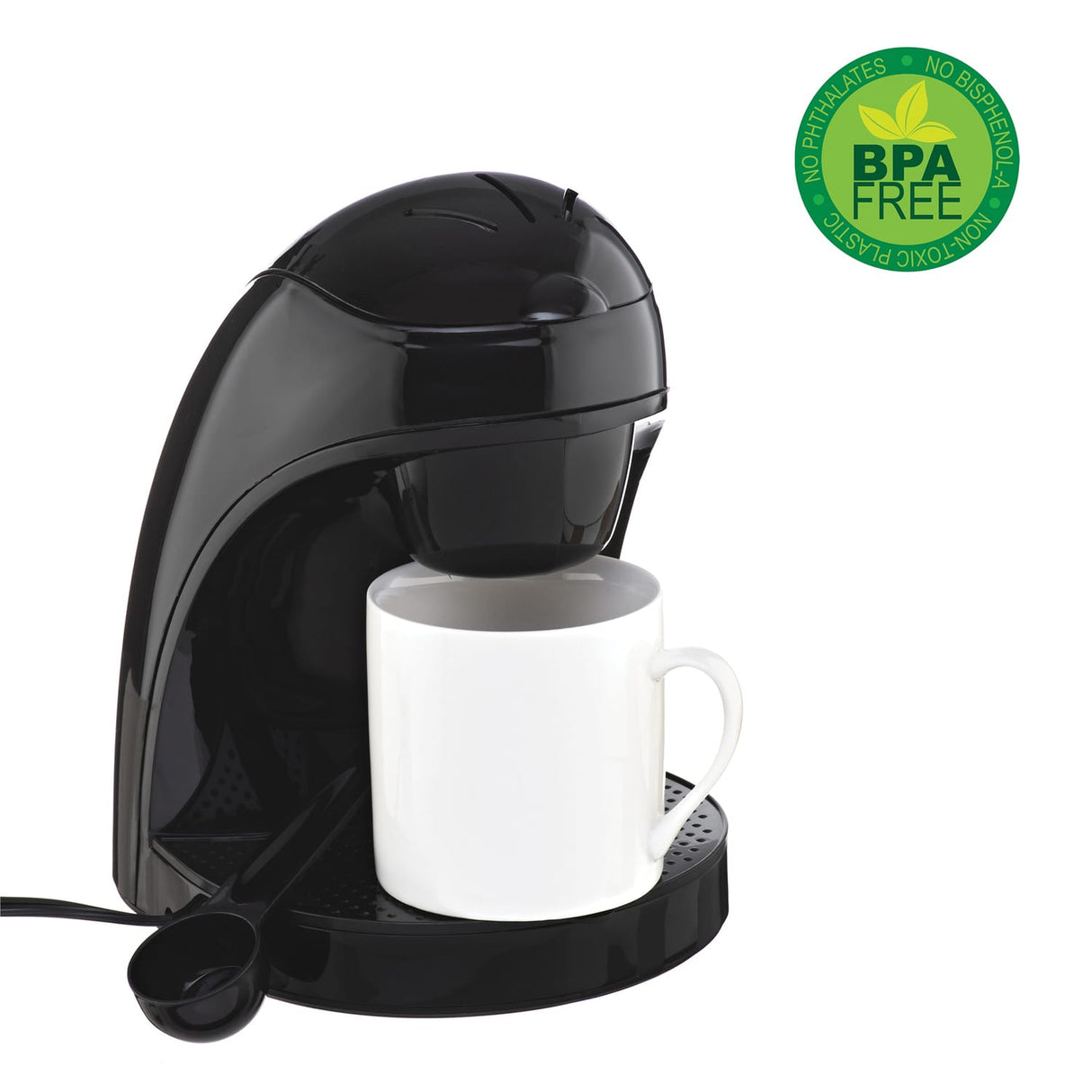 Brentwood Single-Serve Drip Coffee Maker with Ceramic Mug, Black