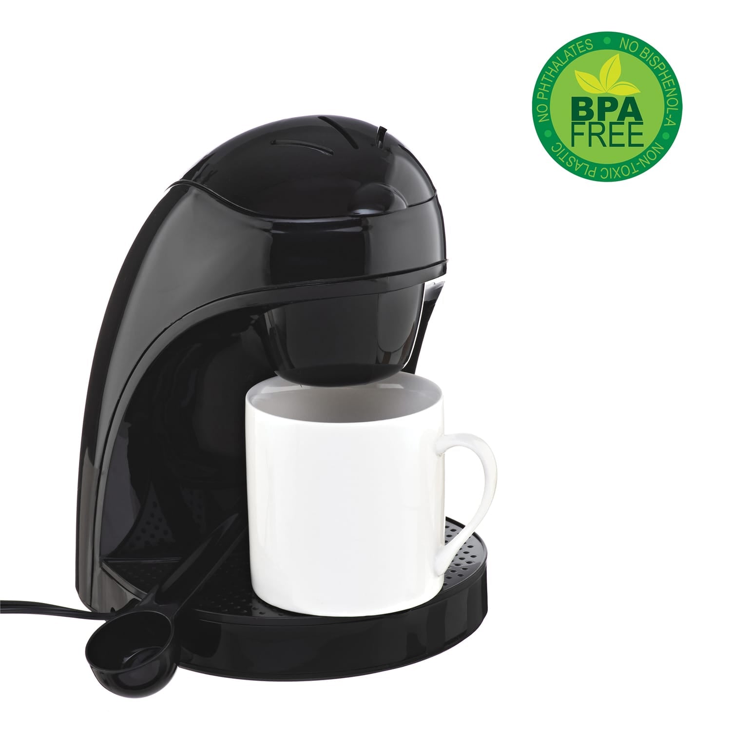 Brentwood Single-Serve Drip Coffee Maker with Ceramic Mug, Black