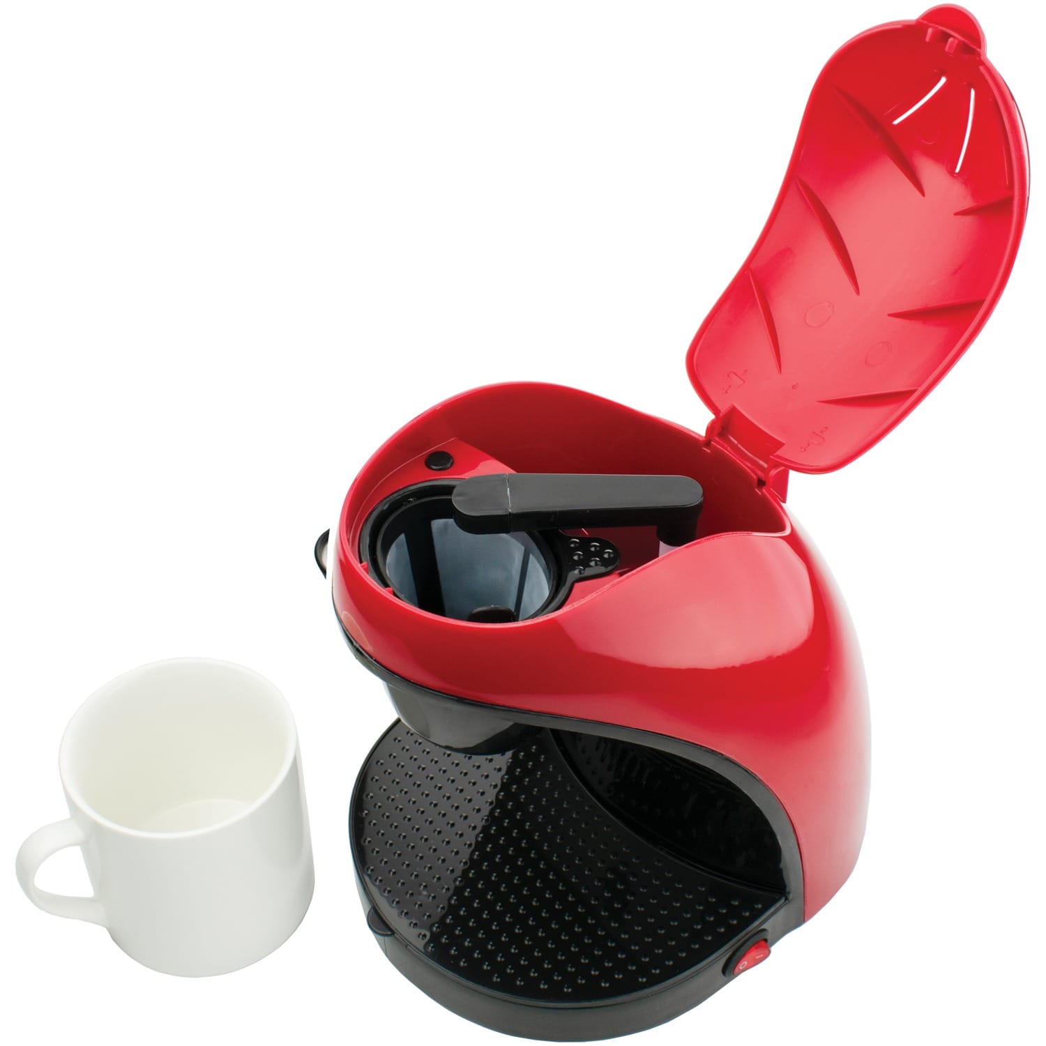 Brentwood Single-Serve Drip Coffee Maker with Ceramic Mug, Red
