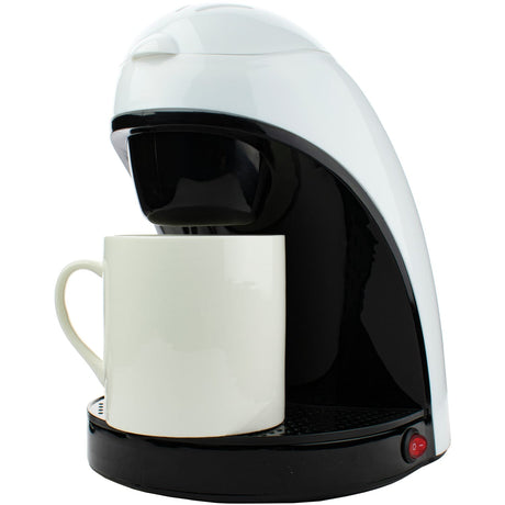 Brentwood Single-Serve Drip Coffee Maker with Ceramic Mug, White