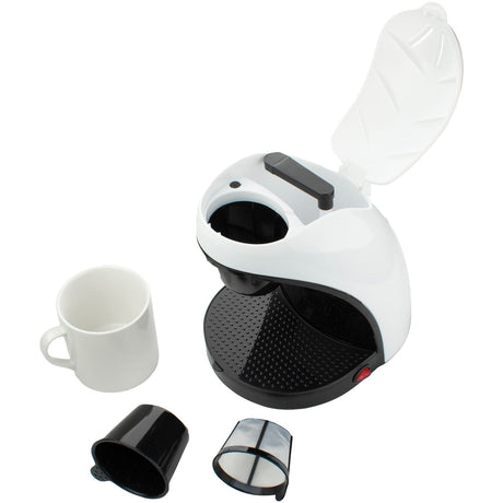 Brentwood Single-Serve Drip Coffee Maker with Ceramic Mug, White