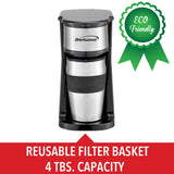 Brentwood 700-Watt Portable Single-Serve Coffee Maker with 14-Oz. Travel Mug