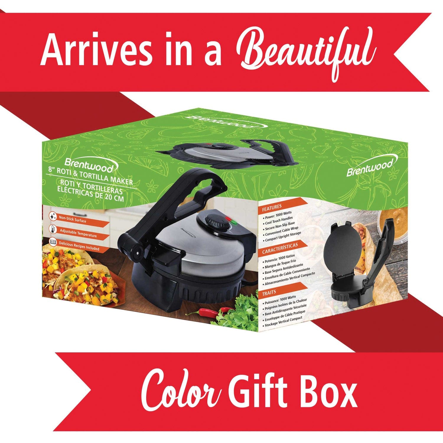 Brentwood Nonstick Electric Tortilla Maker, 8 In.