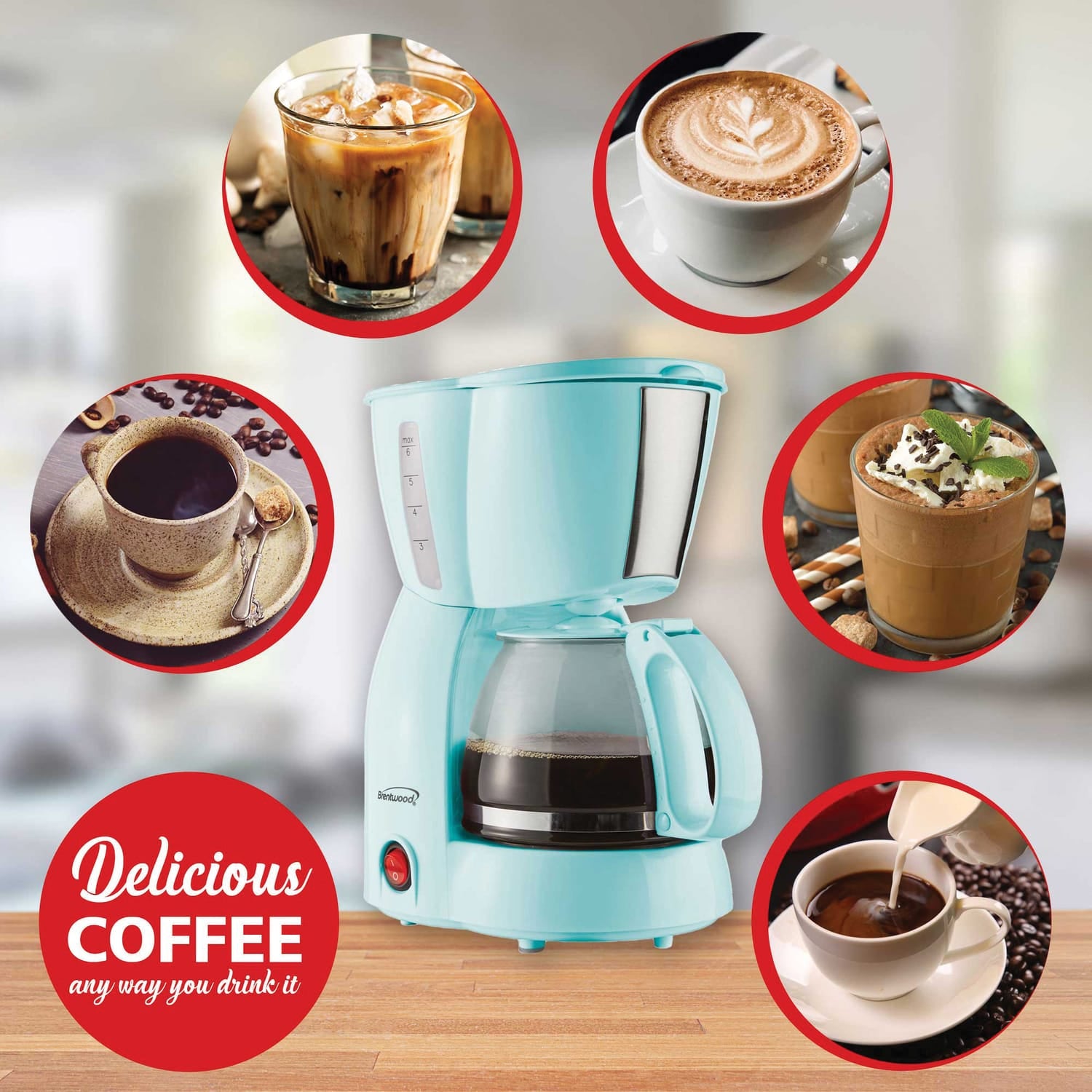 Brentwood 650-Watt 4-Cup Coffee Maker, Blue