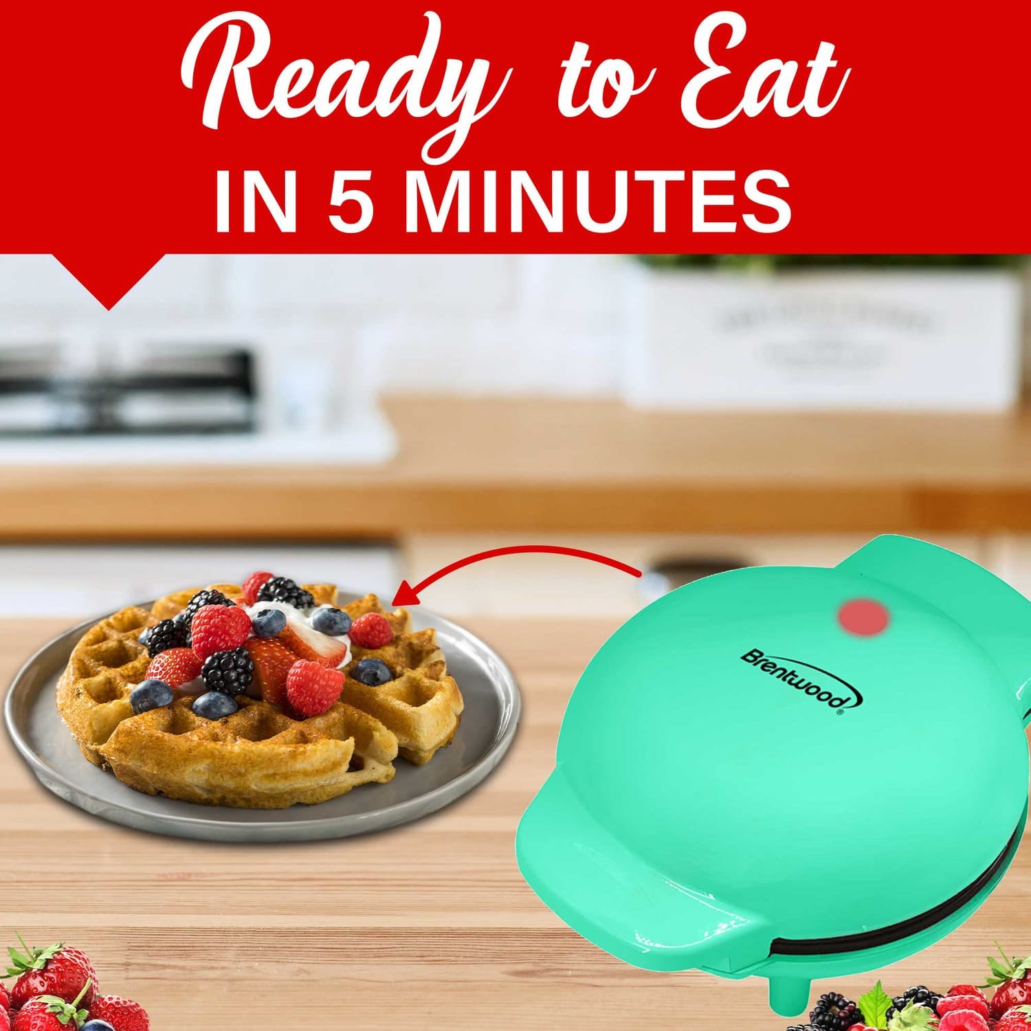 Brentwood 400-Watt 5-In. Non-Stick Mini Waffle Maker, Blue