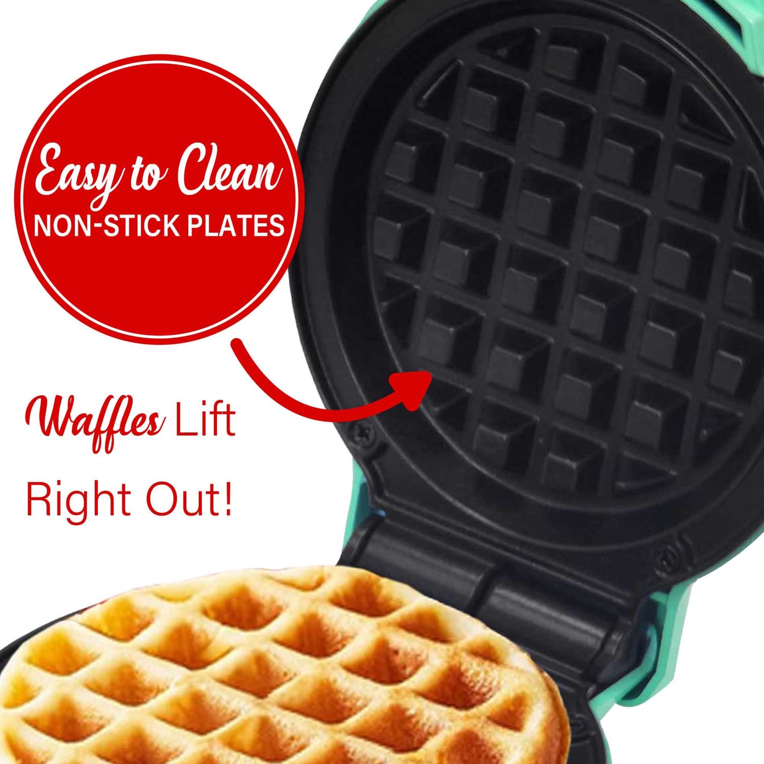 Brentwood 400-Watt 5-In. Non-Stick Mini Waffle Maker, Blue