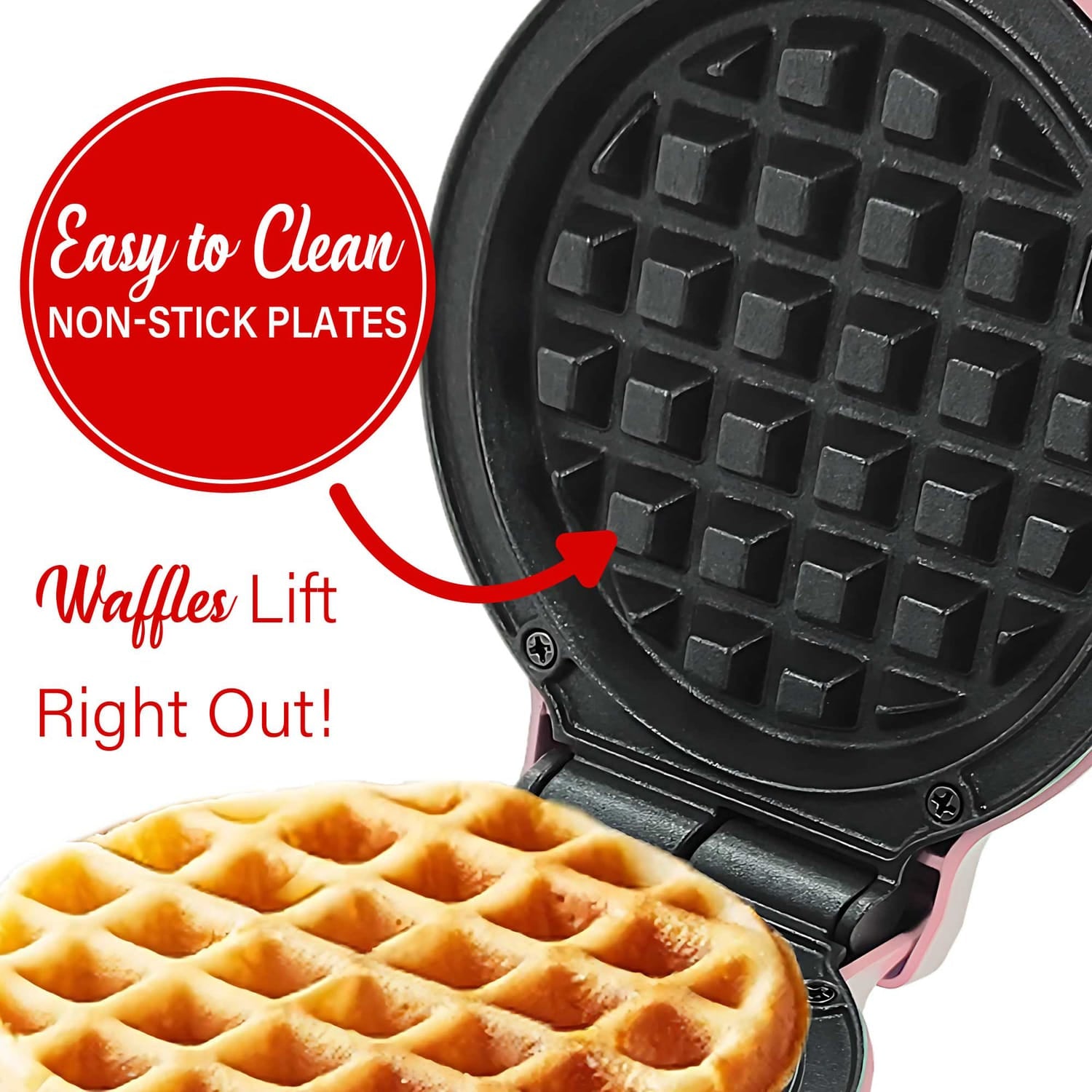 Brentwood 400-Watt 5-In. Nonstick Mini Waffle Maker, Pink