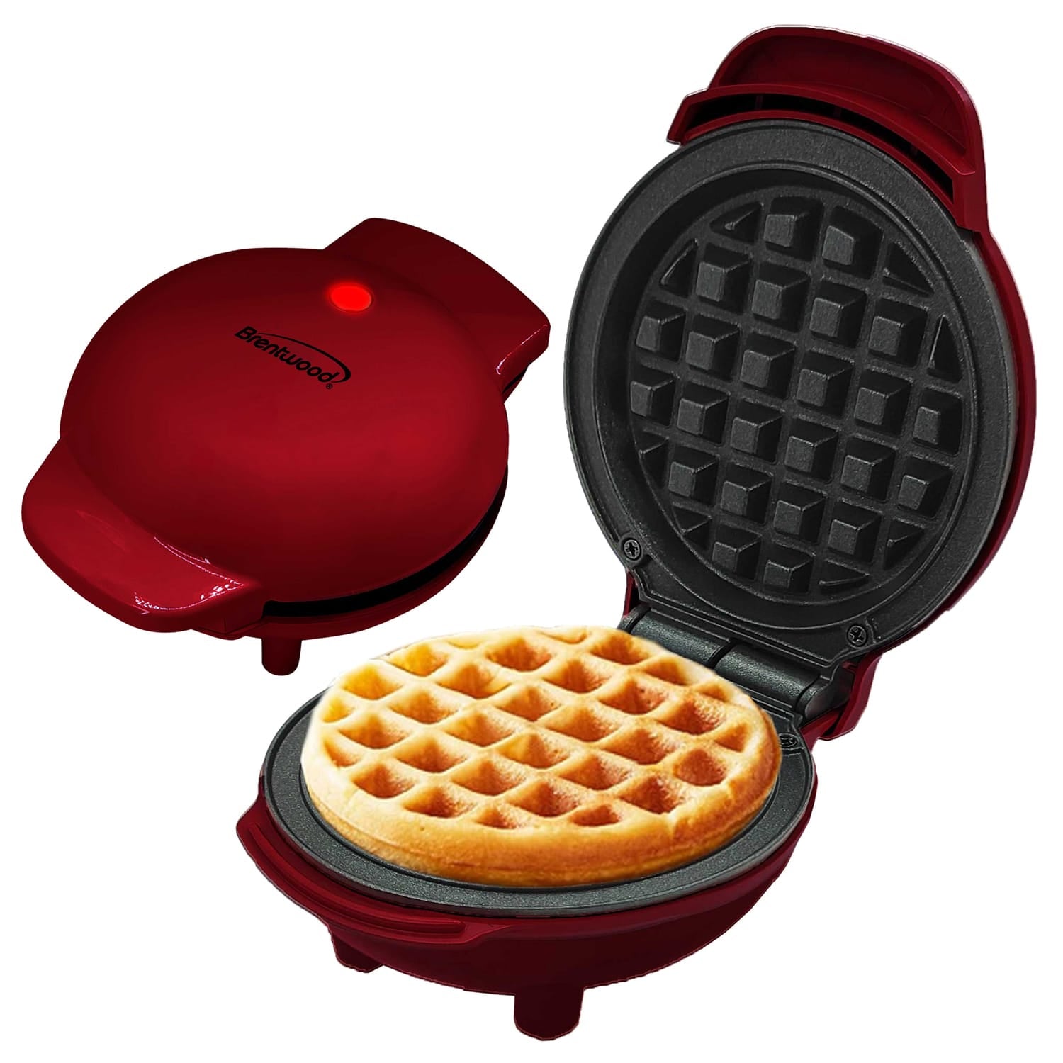 Brentwood 400-Watt 5-In. Non-Stick Mini Waffle Maker, Red