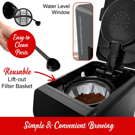 Brentwood 12-Cup 900-Watt Digital Drip Coffee Maker with Touch Display, Brew Strength Selector, and Slow Brew