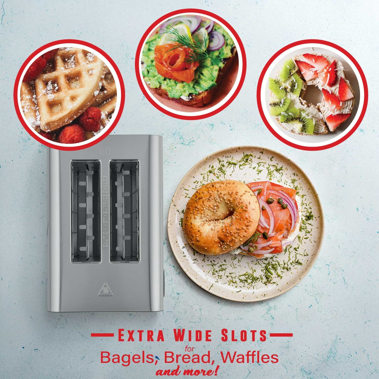 Brentwood 2-Slice 1100-Watt Touch-Screen Digital Toaster with Extra-Wide Slots, Stainless Steel