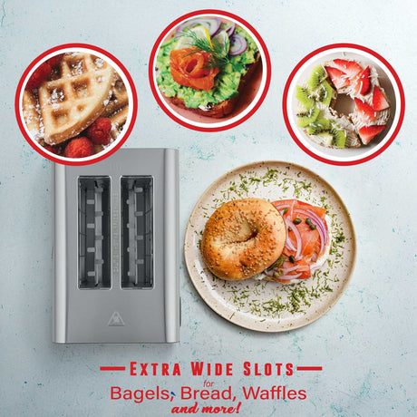 Brentwood 2-Slice 1100-Watt Touch-Screen Digital Toaster with Extra-Wide Slots, Stainless Steel