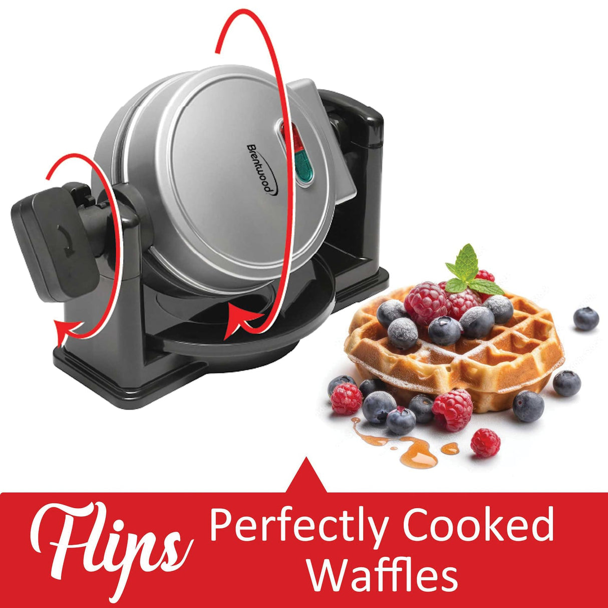 Brentwood TS-231S Electric Belgian Waffle Maker, Silver