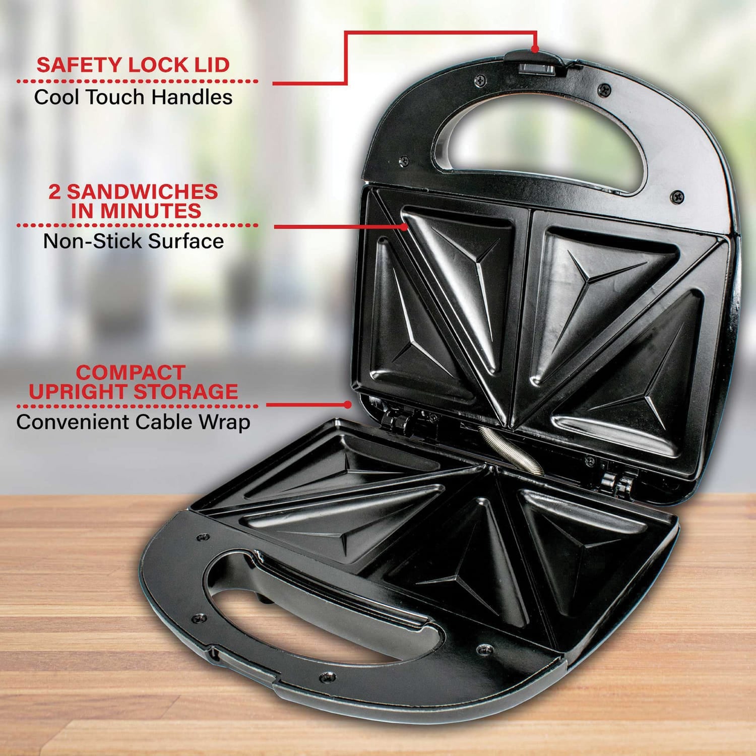 Brentwood Nonstick Compact Dual Sandwich Maker, Black