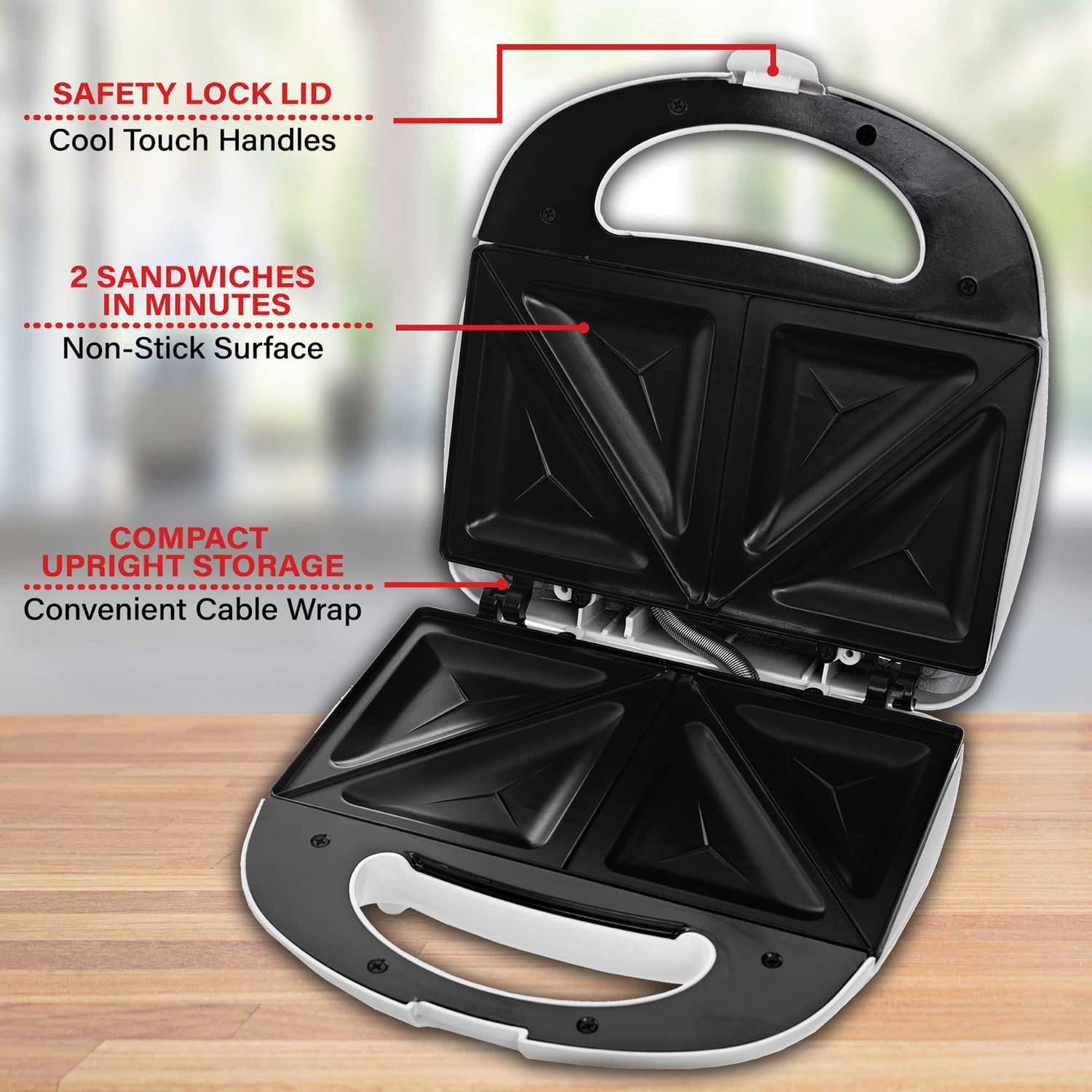 Brentwood Nonstick Compact Dual Sandwich Maker, White