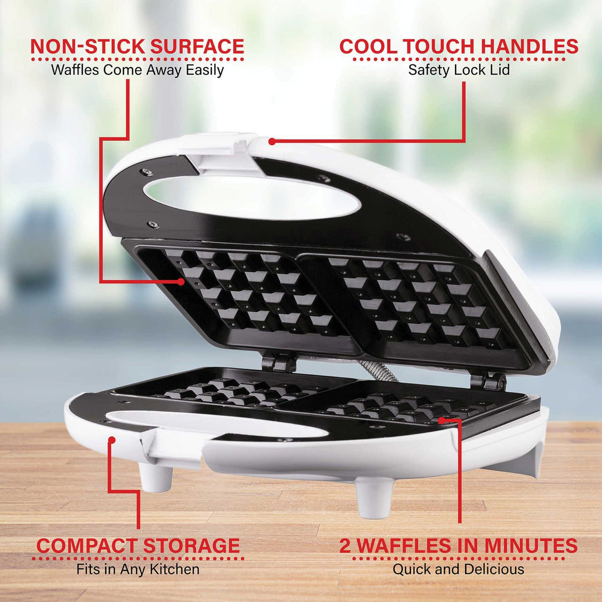 Brentwood Nonstick Dual Waffle Maker, White