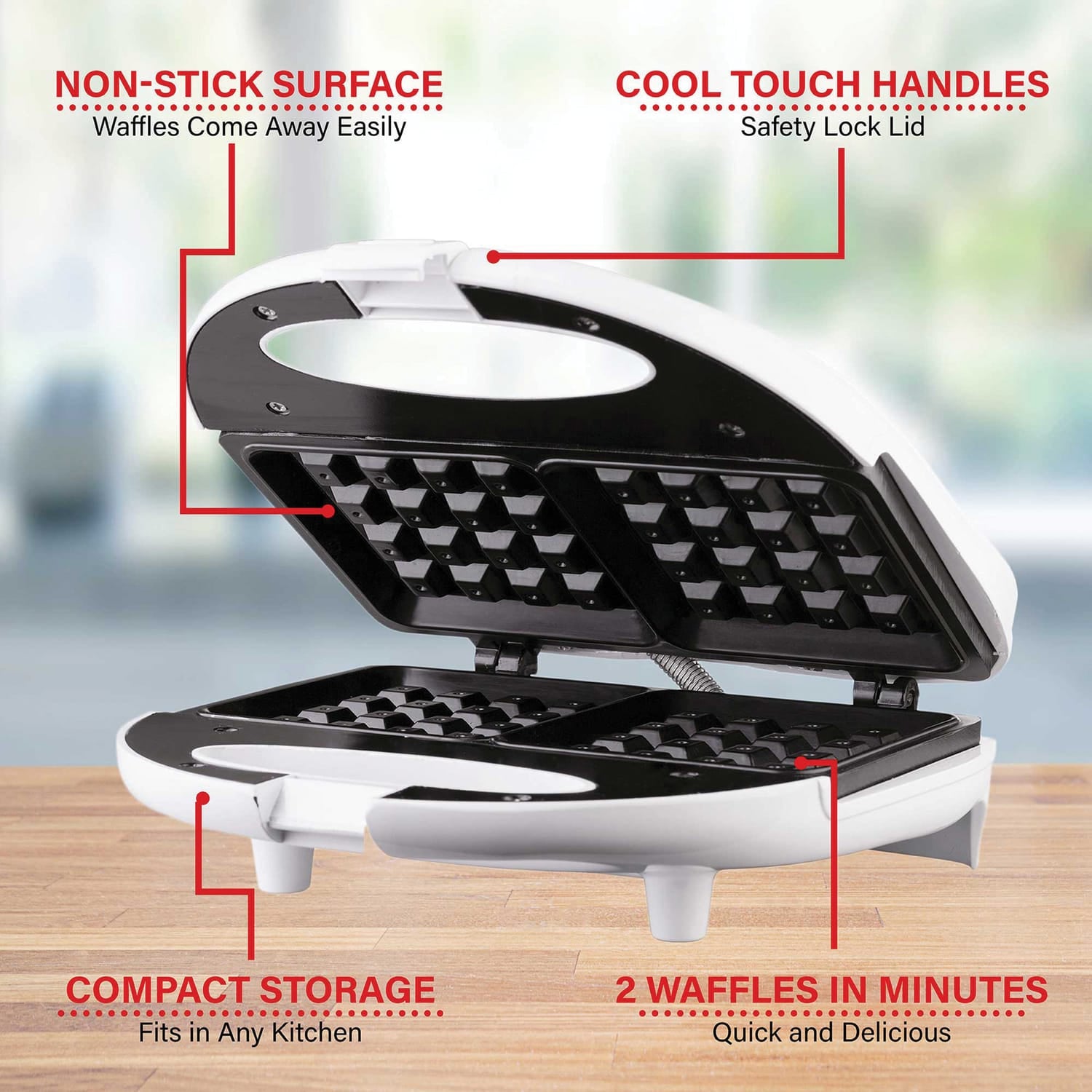 Brentwood Nonstick Dual Waffle Maker, White
