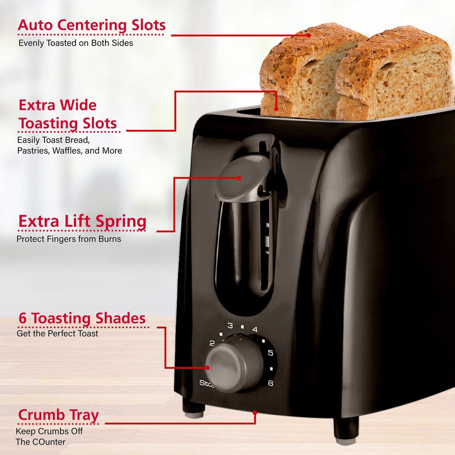 Brentwood Cool-Touch 2-Slice Toaster, Black