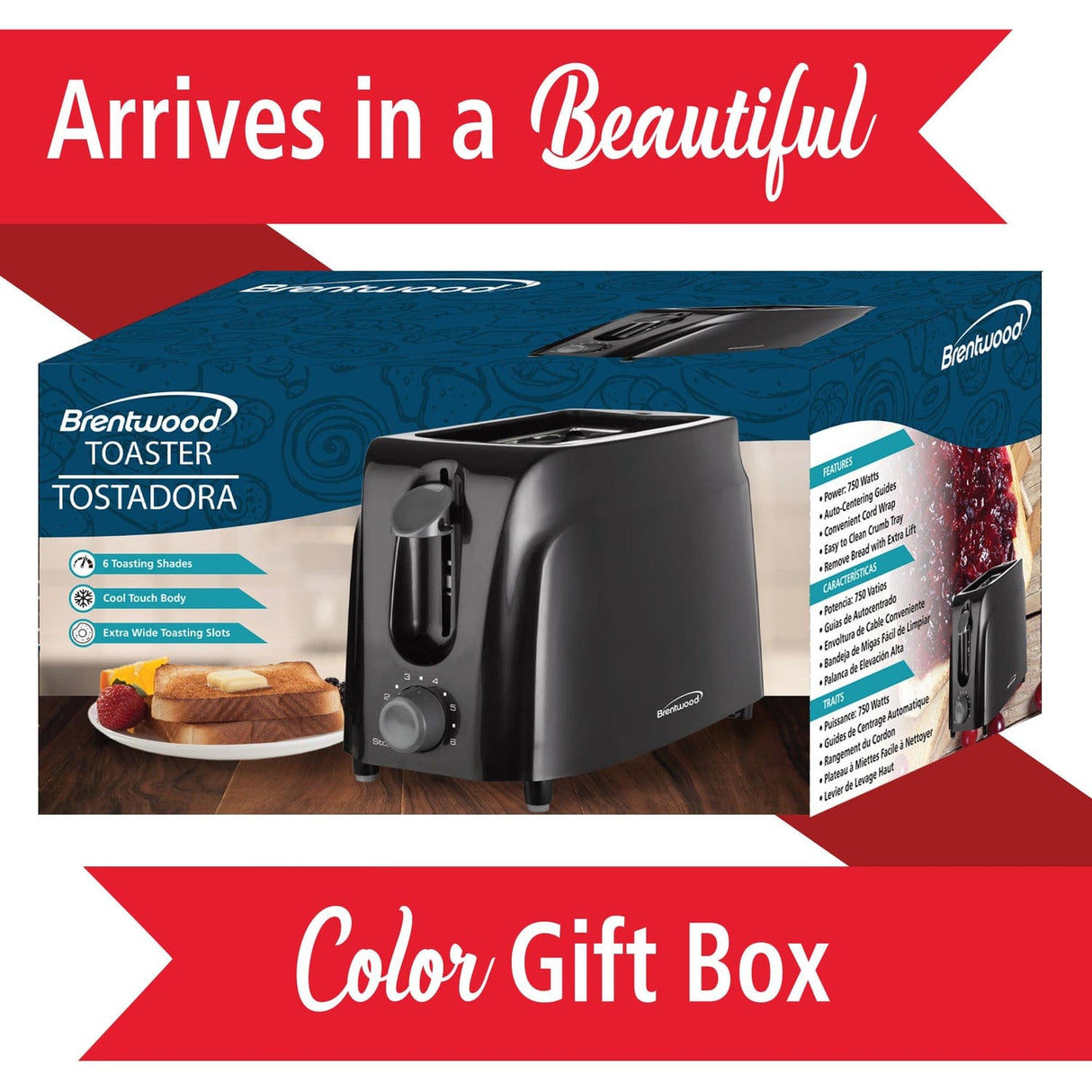 Brentwood Cool-Touch 2-Slice Toaster, Black