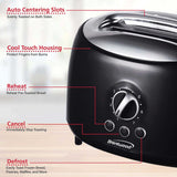 Brentwood Cool-Touch 2-Slice Retro Toaster with Extra-Wide Slots, Black