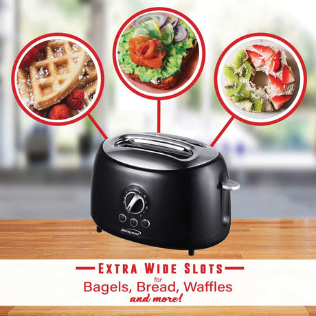 Brentwood Cool-Touch 2-Slice Retro Toaster with Extra-Wide Slots, Black