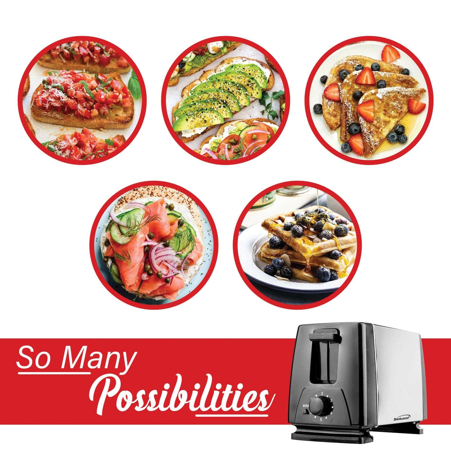 Brentwood 2-Slice Toaster with Extra-Wide Slots