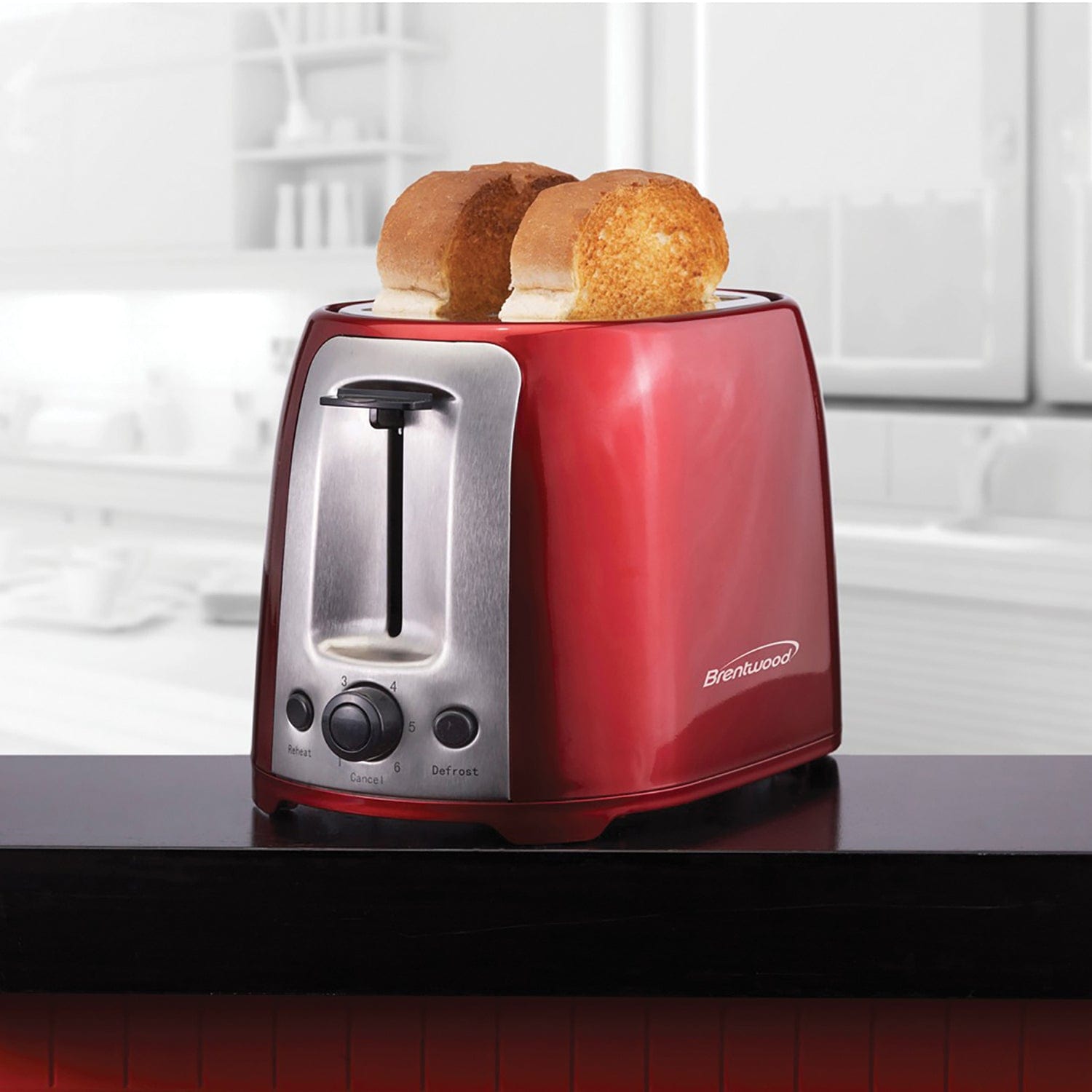 Brentwood 2-Slice Cool-Touch Toaster with Extra-Wide Slots, Red