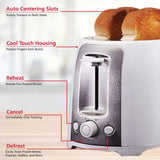 Brentwood 2-Slice Cool-Touch Toaster with Extra-Wide Slots, White