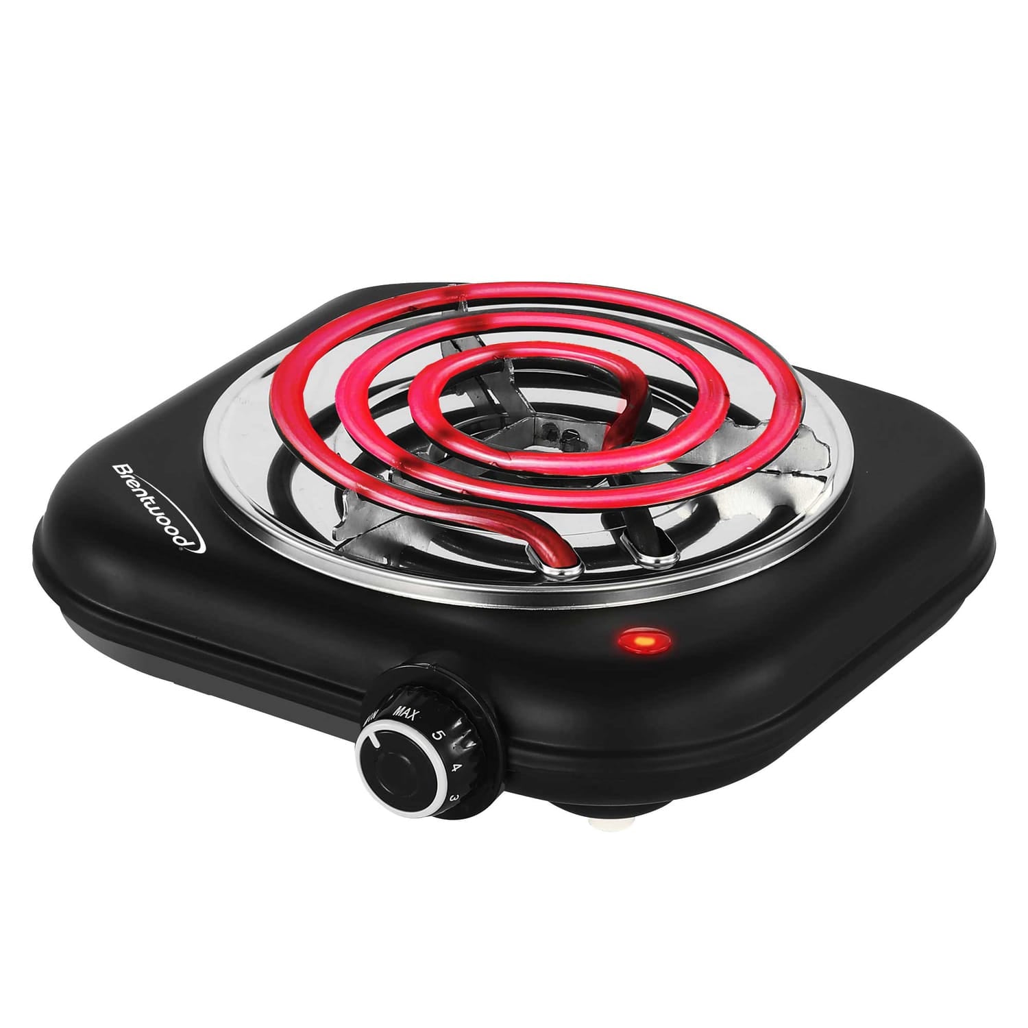 Brentwood Single-Coiled 1100-Watt Countertop Electric Burner with Temperature Control and Power Indicator Light, Black