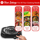 Brentwood Single-Coiled 1100-Watt Countertop Electric Burner with Temperature Control and Power Indicator Light, Black