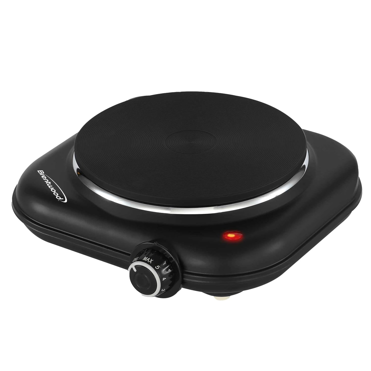 Brentwood Single-Cast-Iron 1100-Watt Countertop Electric Burner Hot Plate with Temperature Control and Power Indicator Light, Black