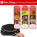 Brentwood Single-Cast-Iron 1100-Watt Countertop Electric Burner Hot Plate with Temperature Control and Power Indicator Light, Black