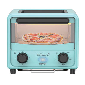 Brentwood 183-Cu. In., 3-L 500-Watt Stainless Steel Mini Toaster Oven, Blue