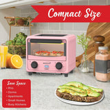 Brentwood 183-Cu. In., 3-L 500-Watt Stainless Steel Mini Toaster Oven, Pink