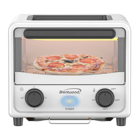 Brentwood 183-Cu. In., 3-L 500-Watt Stainless Steel Mini Toaster Oven, White