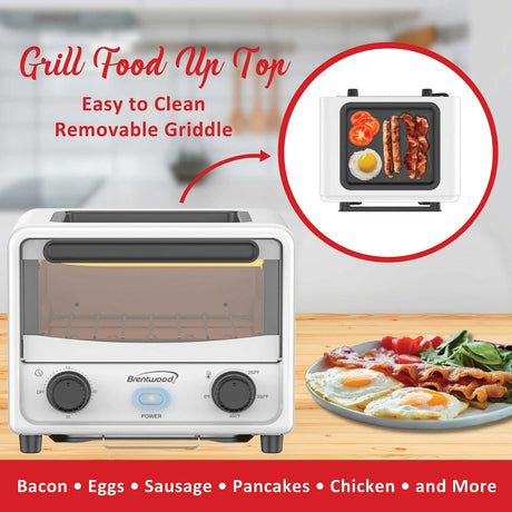 Brentwood 183-Cu. In., 3-L 500-Watt Stainless Steel Mini Toaster Oven, White