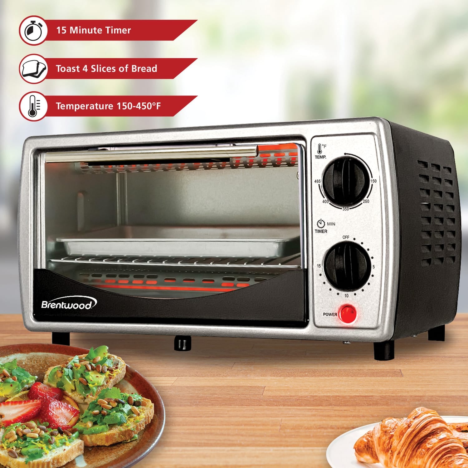 Brentwood 4-Slice Toaster Oven, Black