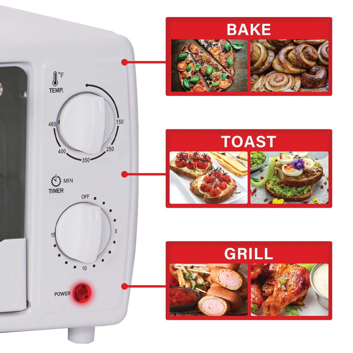 Brentwood 4-Slice Toaster Oven, White