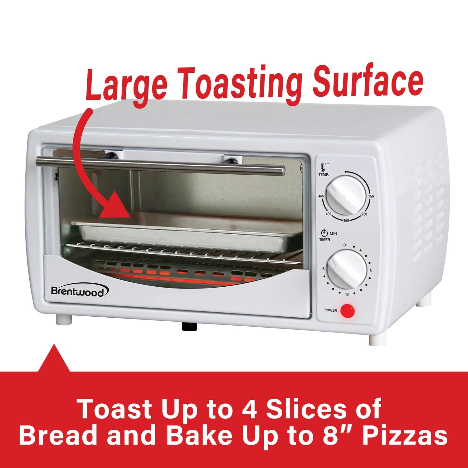Brentwood 4-Slice Toaster Oven, White