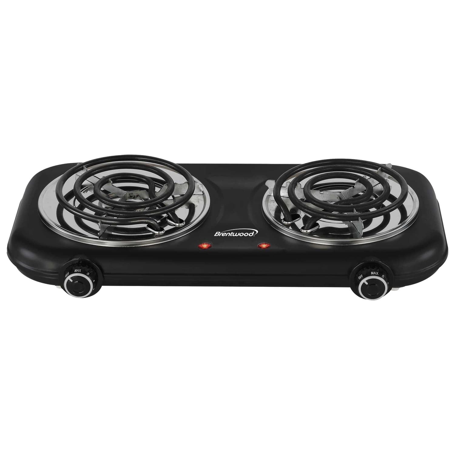 Brentwood Double-Coiled 1100-Watt Countertop Electric Burner with Temperature Control and Power Indicator Light, Black