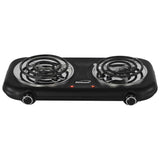 Brentwood Double-Coiled 1100-Watt Countertop Electric Burner with Temperature Control and Power Indicator Light, Black