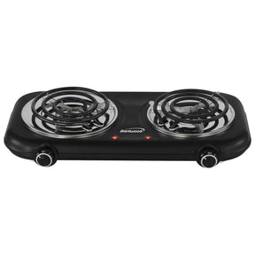 Brentwood Double-Coiled 1100-Watt Countertop Electric Burner with Temperature Control and Power Indicator Light, Black
